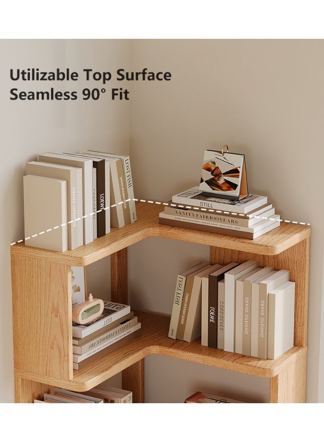 WALALLA 5-Tier Multifunctional Solid Wood Storage Shelf Corner Cabinet, Home Wall Corner Bookcase, Easy-to-Install Multi-Layer Corner Organizer for Living Room, Bedroom, Study, Office Supplies Rack, Utility Racks - Image 5